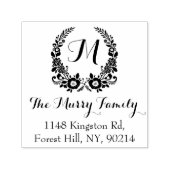 ボヘミアンフラワーリースモノグラムカスタム セルフインキングスタンプ (デザイン)