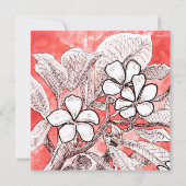 ボヘミアンフラワールコーラルデッサンウォータカラーウェディング 招待状 (裏面)