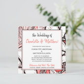ボヘミアンフラワールコーラルホワイトドローイングウェディング 招待状 (スタンド正面)