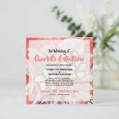 ボヘミアンフラワール コーラルピンク ウォーターカラー ウェディング 招待状 (スタンド正面)