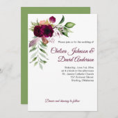 ボヘミアンフラワーロマンスウェディング招待状 案内状 (正面/裏面)