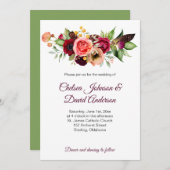 ボヘミアンフラワーロマンスウェディング招待状 案内状 (正面/裏面)