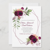 ボヘミアンフラワーロマンスジオメトリックウェディング 案内状 (正面)