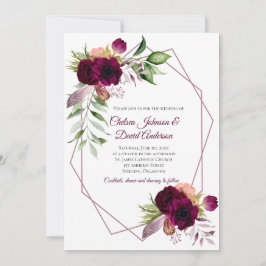 ボヘミアンフラワーロマンスジオメトリックウェディング 案内状