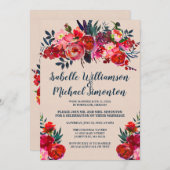 ボヘミアンフラワーロマンチック挙式招待状 招待状 (正面/裏面)
