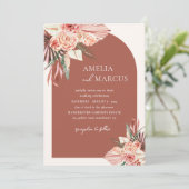 ボヘミアンフラワー テラコッタ&アイボリー ウェディング招待状 招待状 (スタンド正面)