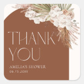 ボヘミアンフラワー＆フェザーシャワーのお礼 スクエアシール (正面)