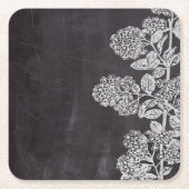 ボヘミアンフランスのシックな田舎の黒板植物学 スクエアペーパーコースター (正面)