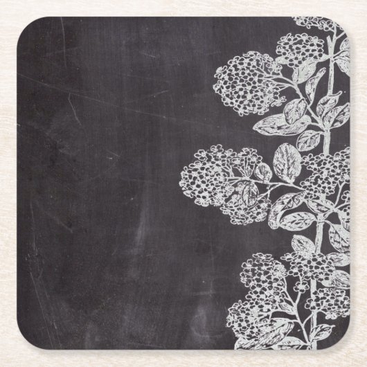 ボヘミアンフランスのシックな田舎の黒板植物学 スクエアペーパーコースター (正面)