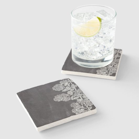 ボヘミアンフランスのシックな田舎の黒板植物学 ストーンコースター (横)