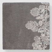 ボヘミアンフランスのシックな田舎の黒板植物学 ストーンコースター (正面)