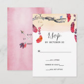 ボヘミアンフリースピリット結婚式招待状rsvp 出欠カード (正面/裏面)