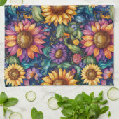 ボヘミアンフローラの夢鮮やか景パターン キッチンタオル (折り畳み)