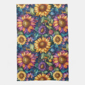 ボヘミアンフローラの夢鮮やか景パターン キッチンタオル (縦)