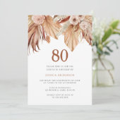 ボヘミアンフローラテラコッタボホ80誕生日 招待状 (スタンド正面)