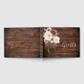 ボヘミアンフローラテラコッタ結婚ズ素朴ウッド ゲストブック (全面)