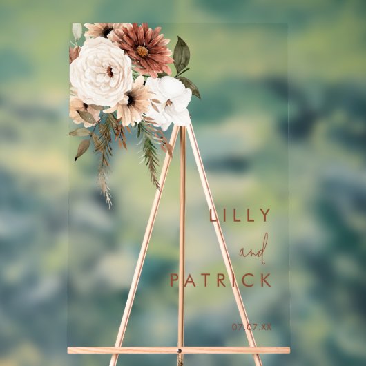 ボヘミアンフローラテラコッタ結婚ズ アクリルサイン (ニュートラル)