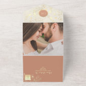 ボヘミアンフローラテラコッタ結婚ズ オールインワン招待状 (外側)