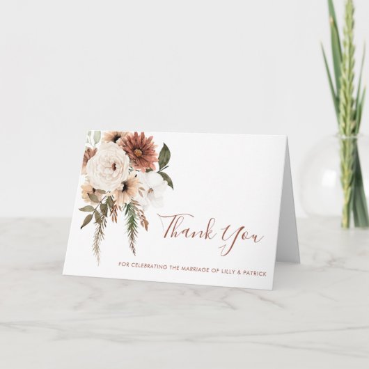 ボヘミアンフローラテラコッタ結婚ズ サンキューカード (正面)