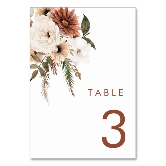 ボヘミアンフローラテラコッタ結婚ズ テーブルナンバー (正面)