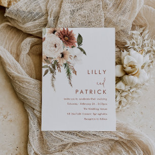 ボヘミアンフローラテラコッタ結婚ズ マグネット招待状