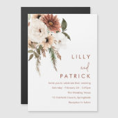 ボヘミアンフローラテラコッタ結婚ズ マグネット招待状 (正面/裏面)