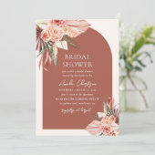 ボヘミアンフローラテラコッタ&アイボリーブライダルシャワー 招待状 (スタンド正面)
