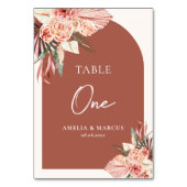 ボヘミアンフローラテラコッタ&アイボリー結婚ズインヴィット テーブルナンバー (正面)
