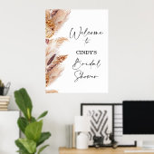 ボヘミアンフローラパンパブライダルシャワーウェルカムサイン ポスター (ホームオフィス)