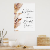ボヘミアンフローラパンパブライダルシャワーウェルカムサイン ポスター (キッチン)