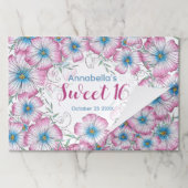 ボヘミアンフローラピンクブルースウィート16紙ランチョンマット ペーパーパッド (折り畳み)