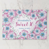 ボヘミアンフローラピンクブルースウィート16紙ランチョンマット ペーパーパッド (正面)