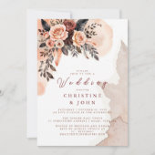 ボヘミアンフローラピーチパンパスグラス結婚ズ 招待状 (正面)