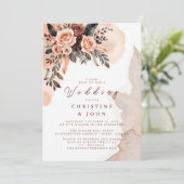 ボヘミアンフローラピーチパンパスグラス結婚ズ 招待状 (スタンド正面)