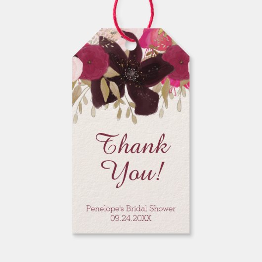 ボヘミアンフローラブライダルシャワーサンキューメッセージカード ギフトタグ (裏面)