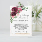 ボヘミアンフローラブルゴーニュ悔やみや弔慰メモリ サンキューカード (スタンド正面)