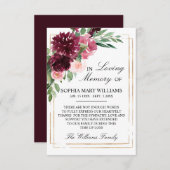 ボヘミアンフローラブルゴーニュ悔やみや弔慰メモリ サンキューカード (正面/裏面)