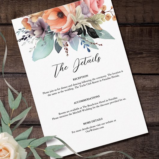 ボヘミアンフローラブーケウォータカラー エンクロージャーカード