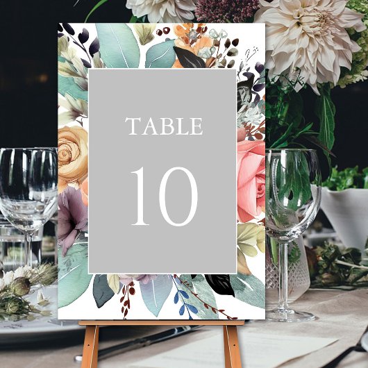 ボヘミアンフローラブーケウォータカラー テーブルナンバー