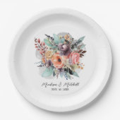 ボヘミアンフローラブーケウォータカラー ペーパープレート (正面)