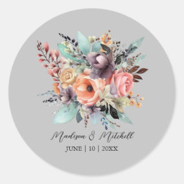 ボヘミアンフローラブーケウォータカラー ラウンドシール