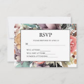 ボヘミアンフローラブーケウォータカラー 出欠カード (正面)