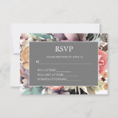 ボヘミアンフローラブーケウォータカラー 出欠カード (正面)