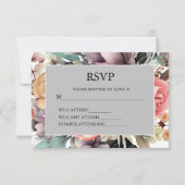 ボヘミアンフローラブーケウォータカラー 出欠カード (正面)