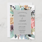 ボヘミアンフローラブーケウォータカラー 招待状 (正面)