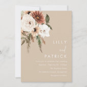 ボヘミアンフローラベージュ結婚ズ 招待状 (正面)