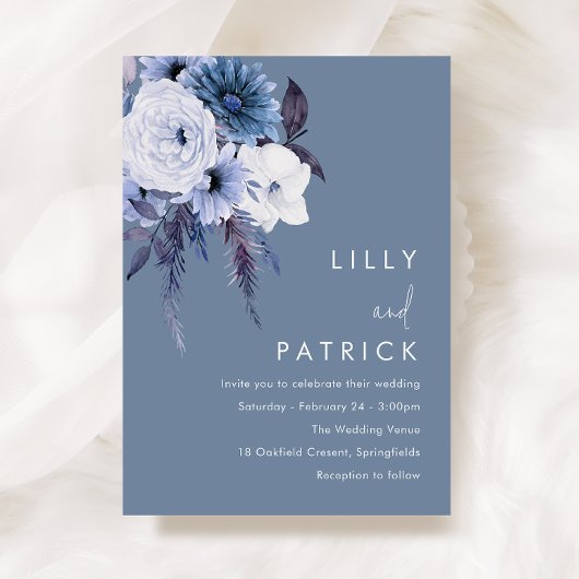 ボヘミアンフローラボホブルー結婚ズ 招待状