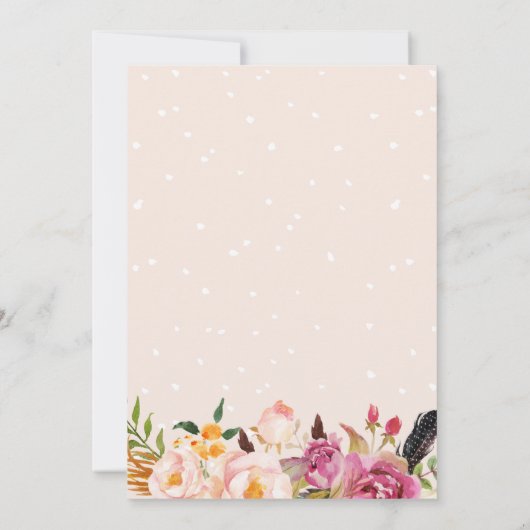 ボヘミアンフローラリースフェザーBoho日付を保存 セーブザデート (裏面)