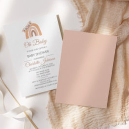 ボヘミアンフローラレインボーピンクパステルベビーシャワー 招待状