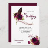 ボヘミアンフローラロマンスバナー結婚式招待状 案内状 (正面/裏面)